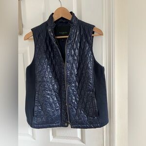 Talbots Blue Quilted Vest with Mock Neck